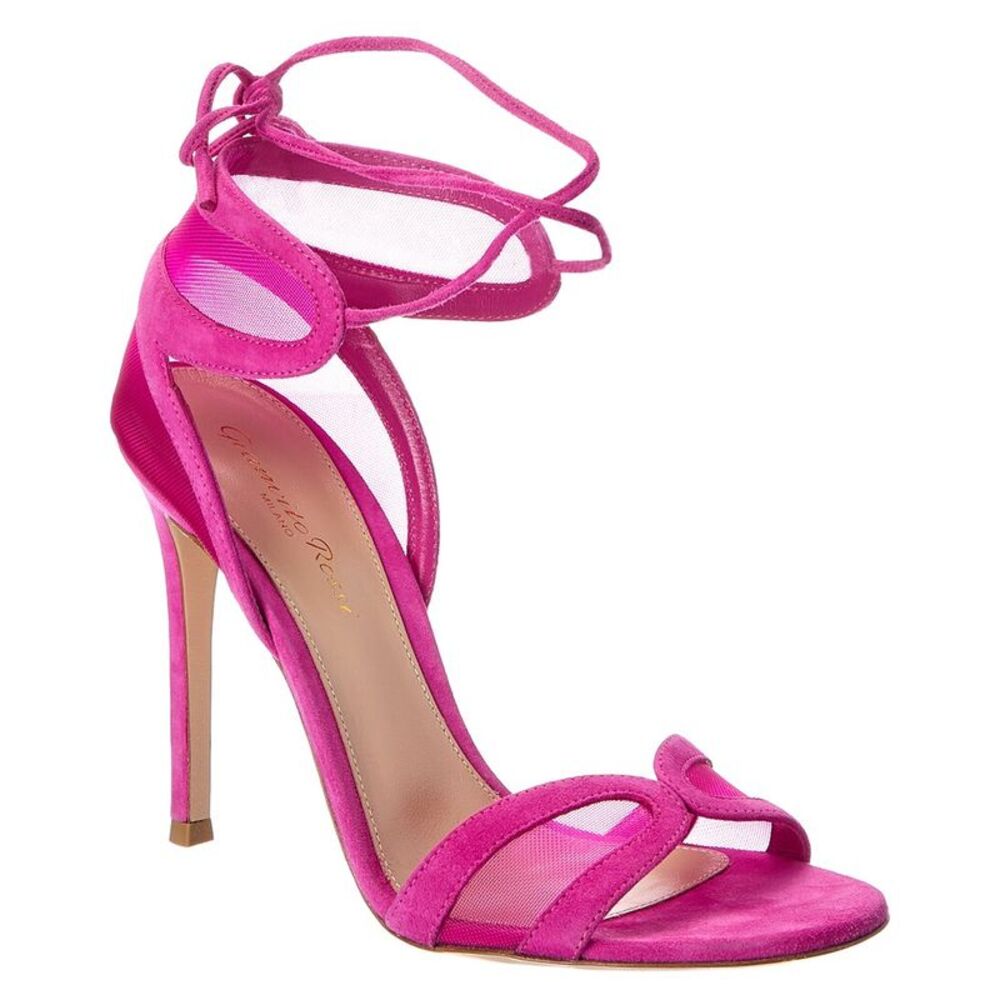 Gianvito Rossi Falene Mesh & Suede Sandal, Pink